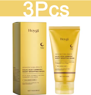 HOYGI Kojic Acid Turmeric Mask Overnight Peel off Mask Collagen Nourishing Hydrating Shrink Pores Brighten Dullness Skin Care