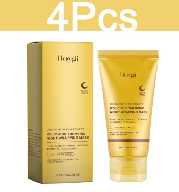 HOYGI Kojic Acid Turmeric Mask Overnight Peel off Mask Collagen Nourishing Hydrating Shrink Pores Brighten Dullness Skin Care