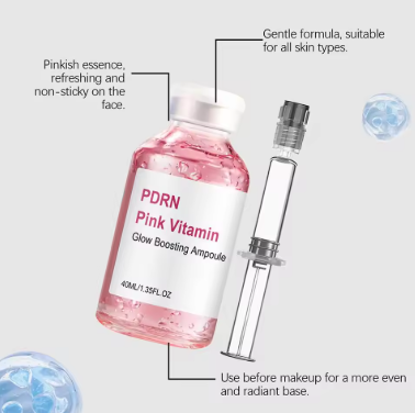PDRN Pink Vitamin Face SerumGlow Boosting Ampoule,Brightening Hydrating, Soothes Dry Skin,Evens Tone for Radiant Skin Care 40ml