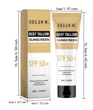 Beef Tallow Sunblock SPF 50 All-in-One Nourishing Body Protection Cream UV Shield Moisturizing Nourishing Sun Block Cream