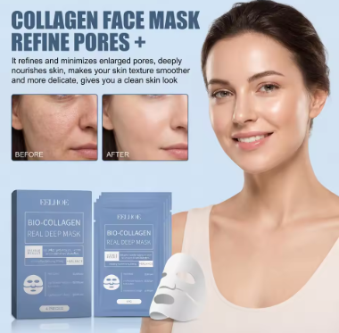Bio-Collagen Real Deep Mask Hydrating Overnight Hydrogel Face Sheet Mask for Glass Skin Pore Refining Elasticity Plumping Firming Smoothing Collagen Boost Korean Skincare