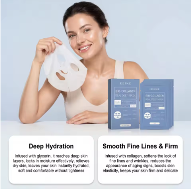 Bio-Collagen Real Deep Mask Hydrating Overnight Hydrogel Face Sheet Mask for Glass Skin Pore Refining Elasticity Plumping Firming Smoothing Collagen Boost Korean Skincare