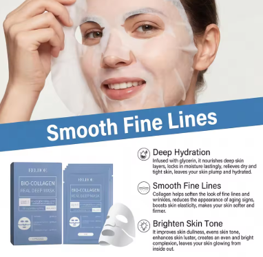 Bio-Collagen Real Deep Mask Hydrating Overnight Hydrogel Face Sheet Mask for Glass Skin Pore Refining Elasticity Plumping Firming Smoothing Collagen Boost Korean Skincare