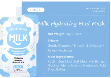 Milk Hydrating Mud Mask Deep Clean Pores Brightening Skin Tone Oil Control Moisturizing Face Mask With Niacinamide 5g