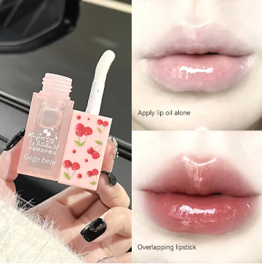 Cherry Hydrating Lip Balm and Lip Oil Set Gege Bear Light Moisturizing Soothing and Tender Lips for Winter Use