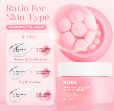 50g KOEC PDRN Pink Collagen Capsule Cream Anti-Wrinkle Hydrating Glowing Increase Elasticity 5% Niacinamide Hydrolyzed Collagen