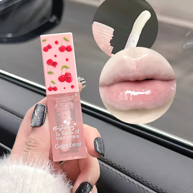 Cherry Hydrating Lip Balm and Lip Oil Set Gege Bear Light Moisturizing Soothing and Tender Lips for Winter Use