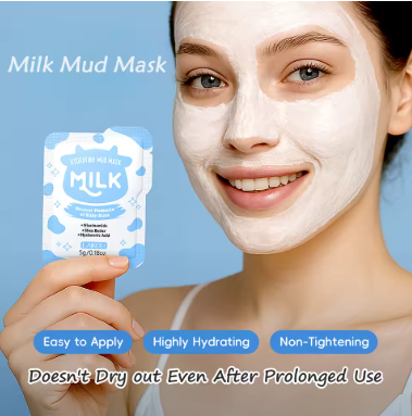 Milk Hydrating Mud Mask Deep Clean Pores Brightening Skin Tone Oil Control Moisturizing Face Mask With Niacinamide 5g