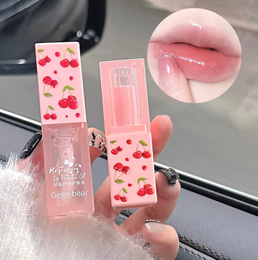 Cherry Hydrating Lip Balm and Lip Oil Set Gege Bear Light Moisturizing Soothing and Tender Lips for Winter Use
