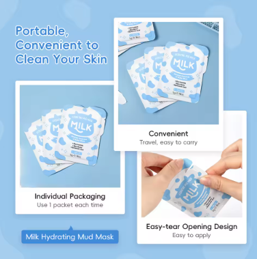Milk Hydrating Mud Mask Deep Clean Pores Brightening Skin Tone Oil Control Moisturizing Face Mask With Niacinamide 5g