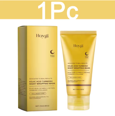 HOYGI Kojic Acid Turmeric Mask Overnight Peel off Mask Collagen Nourishing Hydrating Shrink Pores Brighten Dullness Skin Care