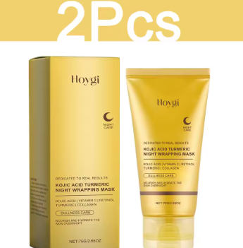 HOYGI Kojic Acid Turmeric Mask Overnight Peel off Mask Collagen Nourishing Hydrating Shrink Pores Brighten Dullness Skin Care